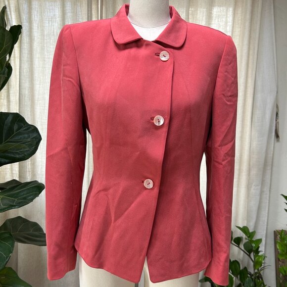 Silk Pink Vintage Fitted Blazer Old Money Barbiecore Feminine Dana Buchman, 4 - Picture 1 of 16